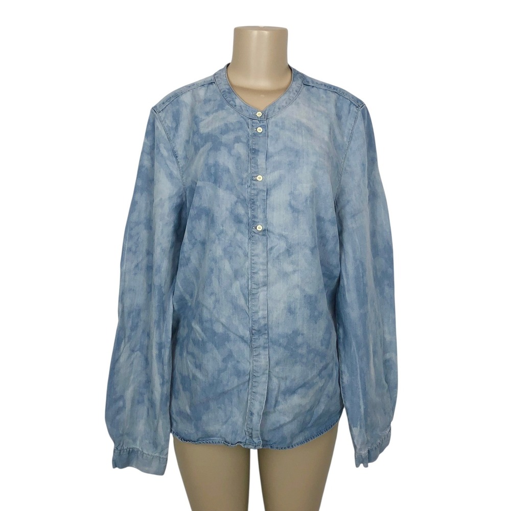 Calvin Klein Jeans Tie Dye Chambray Denim Button Up Shirt Top XL Long Sleeve